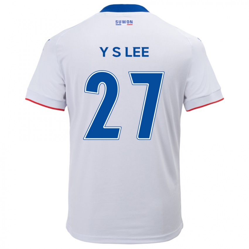 Niño Camiseta Shi-Yeong Lee #27 Blanco Azul 2ª Equipación 2024/25 La Camisa Perú