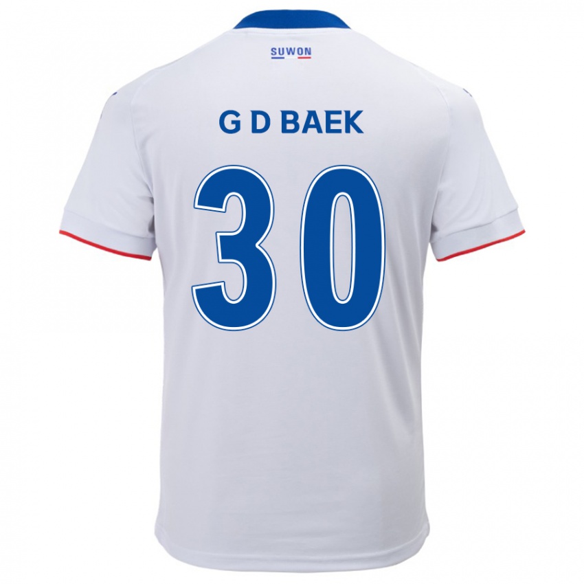 Niño Camiseta Dong-Gyu Baek #30 Blanco Azul 2ª Equipación 2024/25 La Camisa Perú