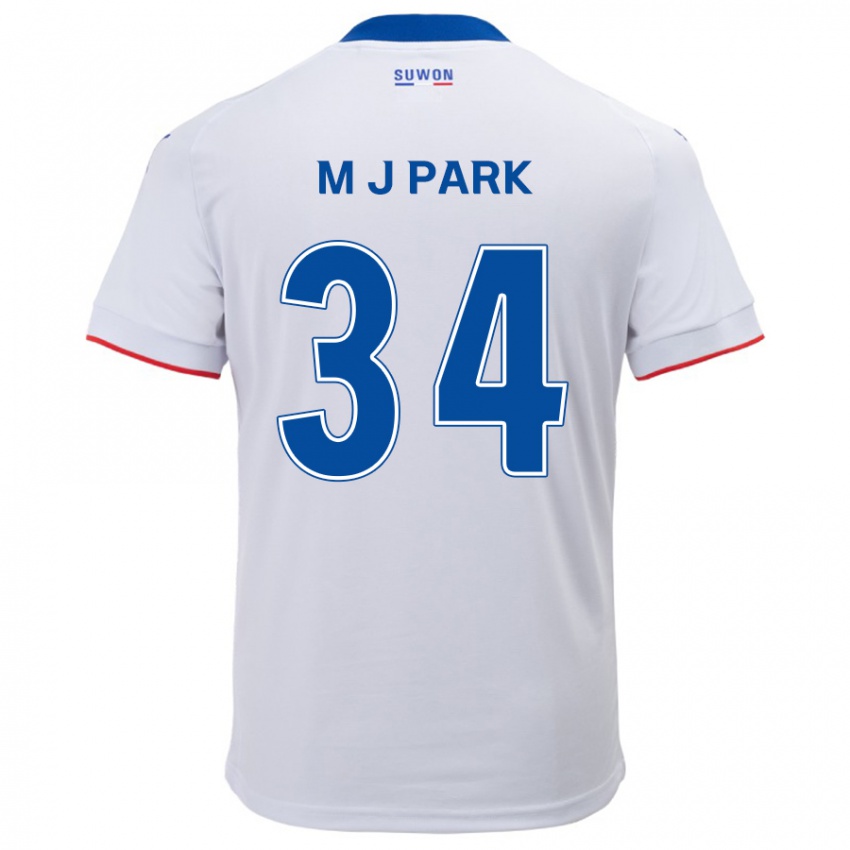 Niño Camiseta Ji-Min Park #34 Blanco Azul 2ª Equipación 2024/25 La Camisa Perú