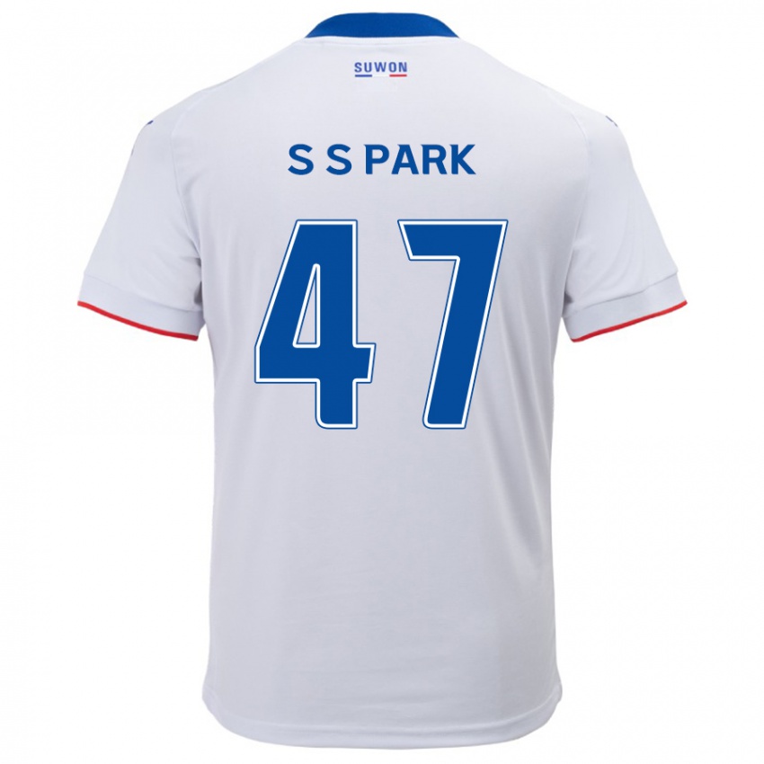 Niño Camiseta Seung-Soo Park #47 Blanco Azul 2ª Equipación 2024/25 La Camisa Perú