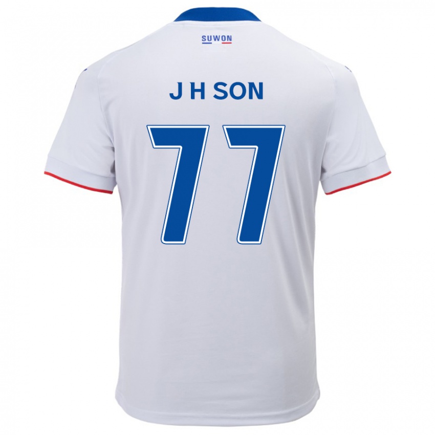 Niño Camiseta Ho-Jun Son #77 Blanco Azul 2ª Equipación 2024/25 La Camisa Perú