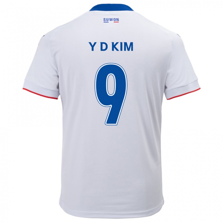 Niño Camiseta Dong-Yeon Kim #9 Blanco Azul 2ª Equipación 2024/25 La Camisa Perú