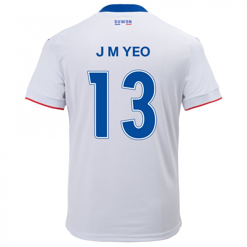 Niño Camiseta Min-Jun Yeo #13 Blanco Azul 2ª Equipación 2024/25 La Camisa Perú