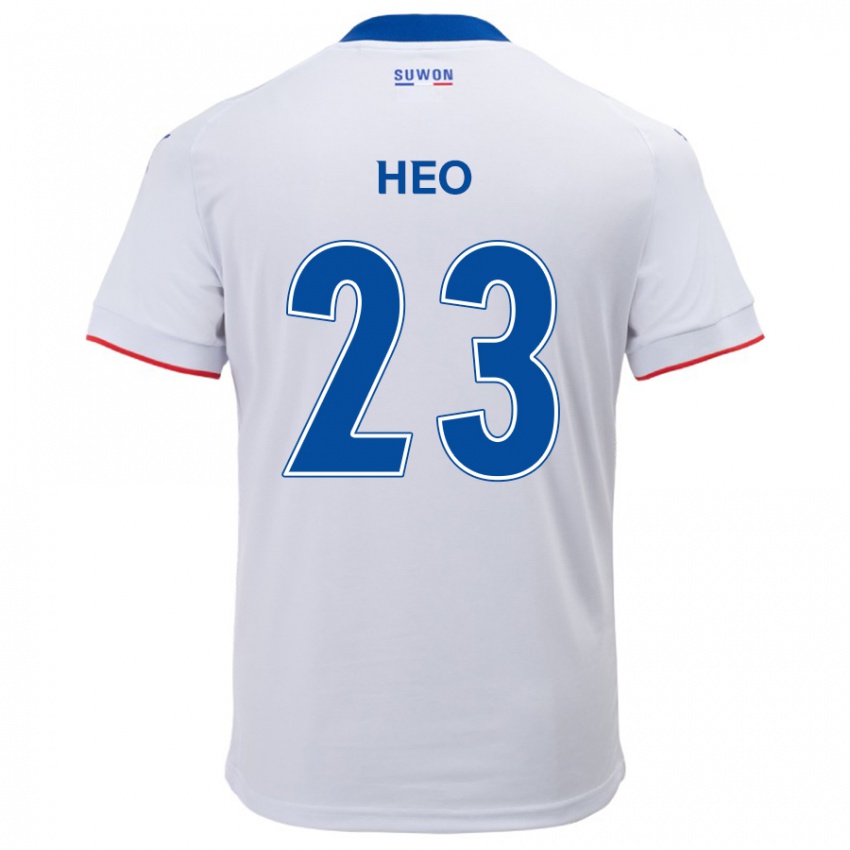 Niño Camiseta Hwan Heo #23 Blanco Azul 2ª Equipación 2024/25 La Camisa Perú