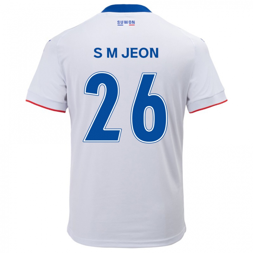 Niño Camiseta Min-Seung Jeon #26 Blanco Azul 2ª Equipación 2024/25 La Camisa Perú