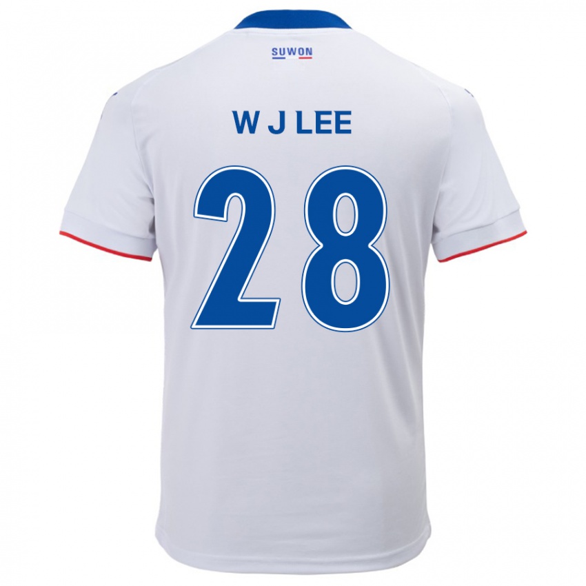 Niño Camiseta Jun-Woo Lee #28 Blanco Azul 2ª Equipación 2024/25 La Camisa Perú