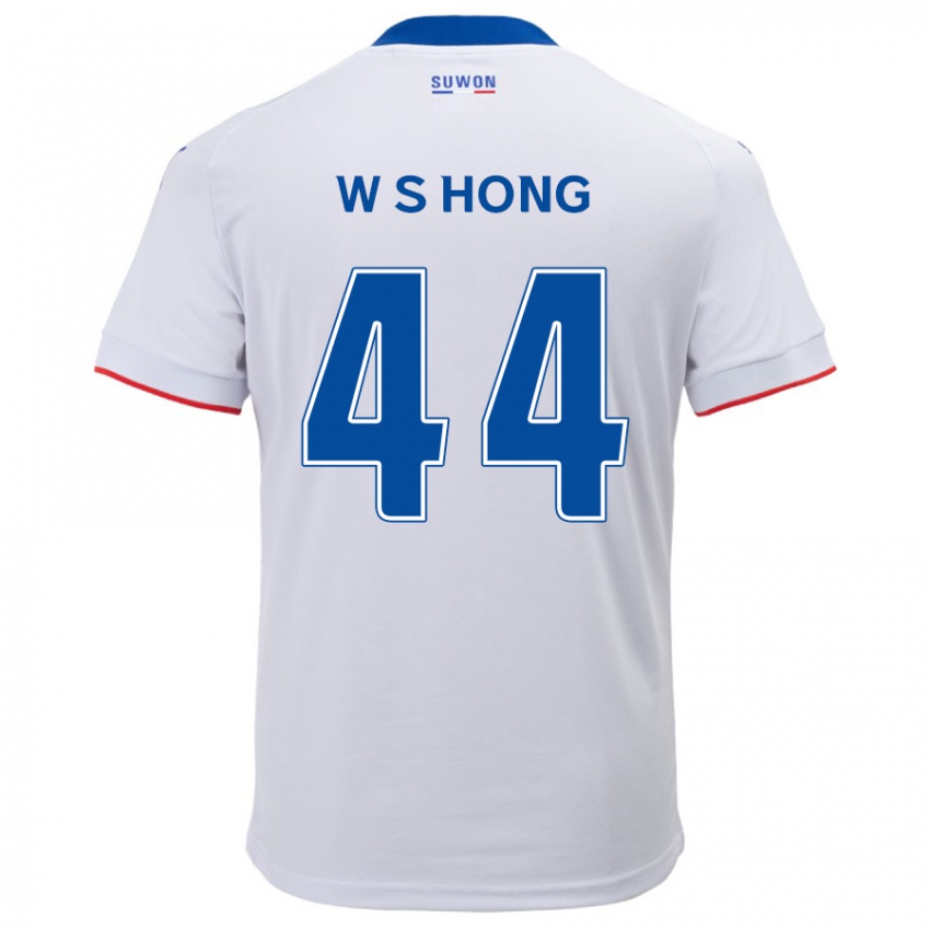 Niño Camiseta Sang-Won Hong #44 Blanco Azul 2ª Equipación 2024/25 La Camisa Perú