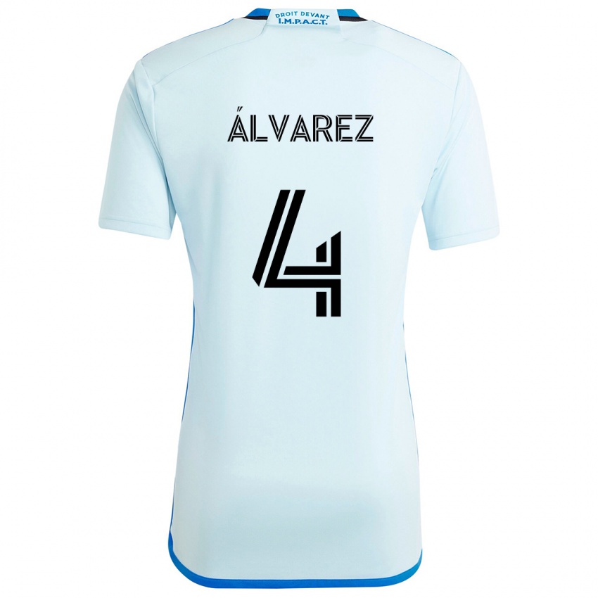 Niño Camiseta Fernando Álvarez #4 Azul Hielo 2ª Equipación 2024/25 La Camisa Perú