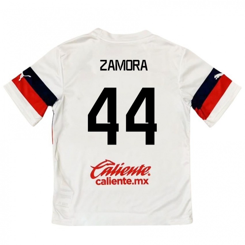 Niño Camiseta Saúl Zamora #44 Blanco Rojo 2ª Equipación 2024/25 La Camisa Perú