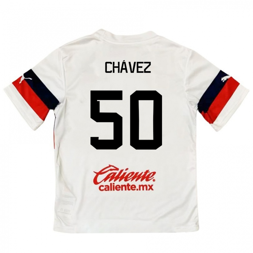 Niño Camiseta Mateo Chávez #50 Blanco Rojo 2ª Equipación 2024/25 La Camisa Perú