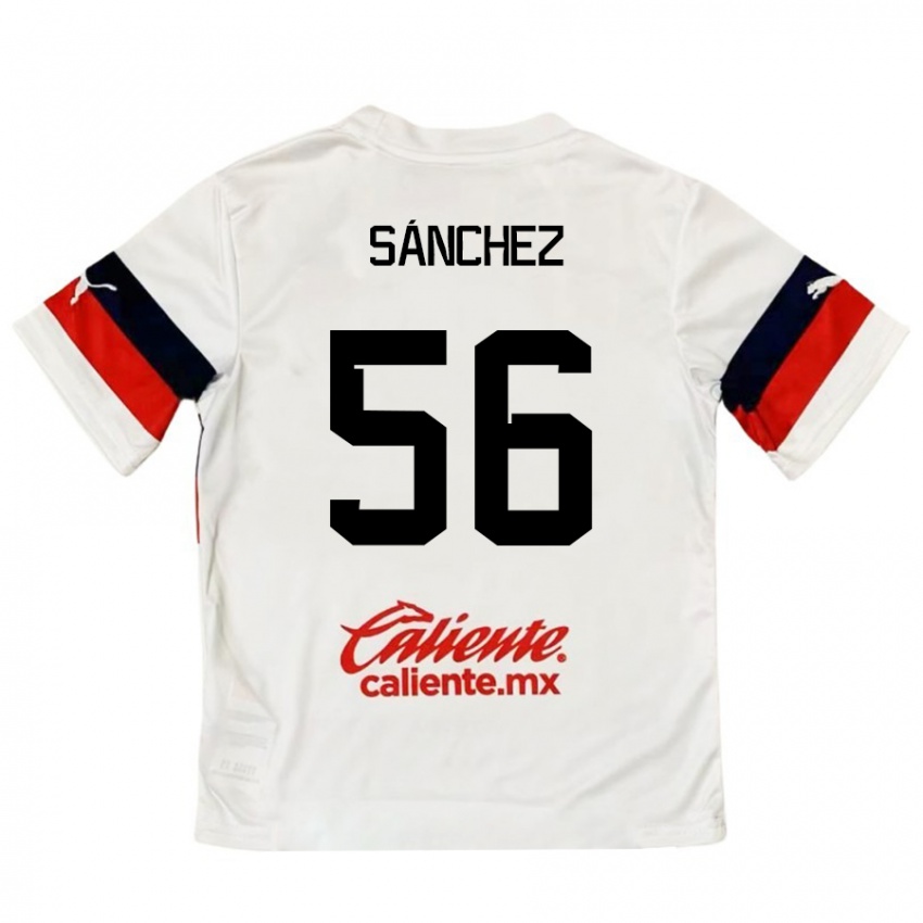 Niño Camiseta Benjamín Sánchez #56 Blanco Rojo 2ª Equipación 2024/25 La Camisa Perú