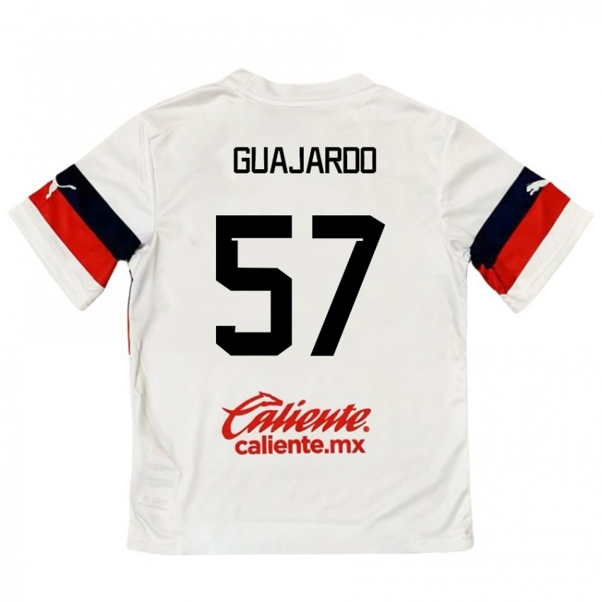 Niño Camiseta Dylan Guajardo #57 Blanco Rojo 2ª Equipación 2024/25 La Camisa Perú