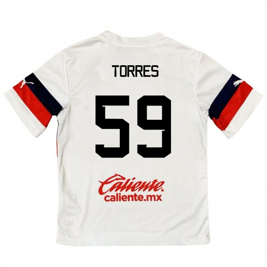 Niño Camiseta Christian Torres #59 Blanco Rojo 2ª Equipación 2024/25 La Camisa Perú