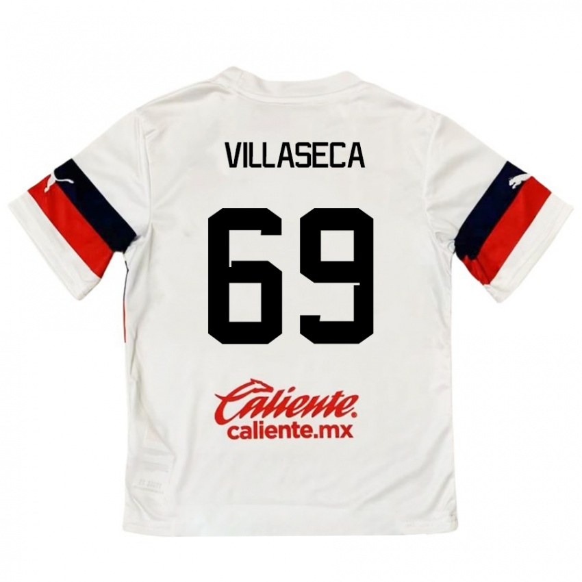 Niño Camiseta Daniel Villaseca #69 Blanco Rojo 2ª Equipación 2024/25 La Camisa Perú