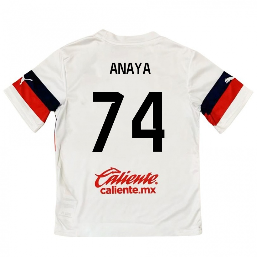 Niño Camiseta Mario Anaya #74 Blanco Rojo 2ª Equipación 2024/25 La Camisa Perú