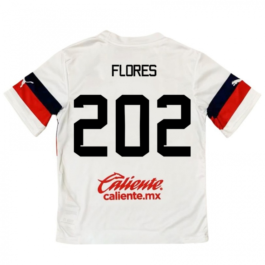 Niño Camiseta Daniel Flores #202 Blanco Rojo 2ª Equipación 2024/25 La Camisa Perú