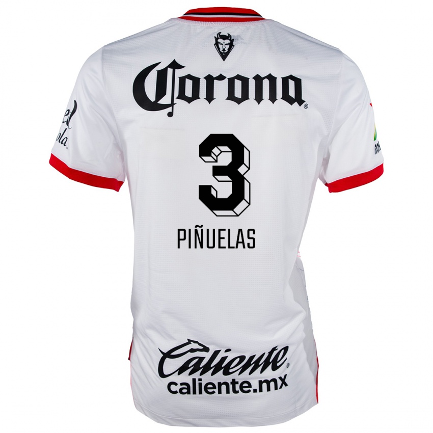 Niño Camiseta Fernando Piñuelas #3 Blanco Rojo 2ª Equipación 2024/25 La Camisa Perú