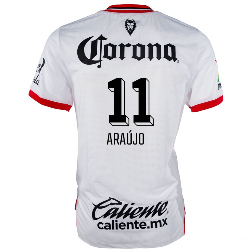 Niño Camiseta Maximiliano Araújo #11 Blanco Rojo 2ª Equipación 2024/25 La Camisa Perú