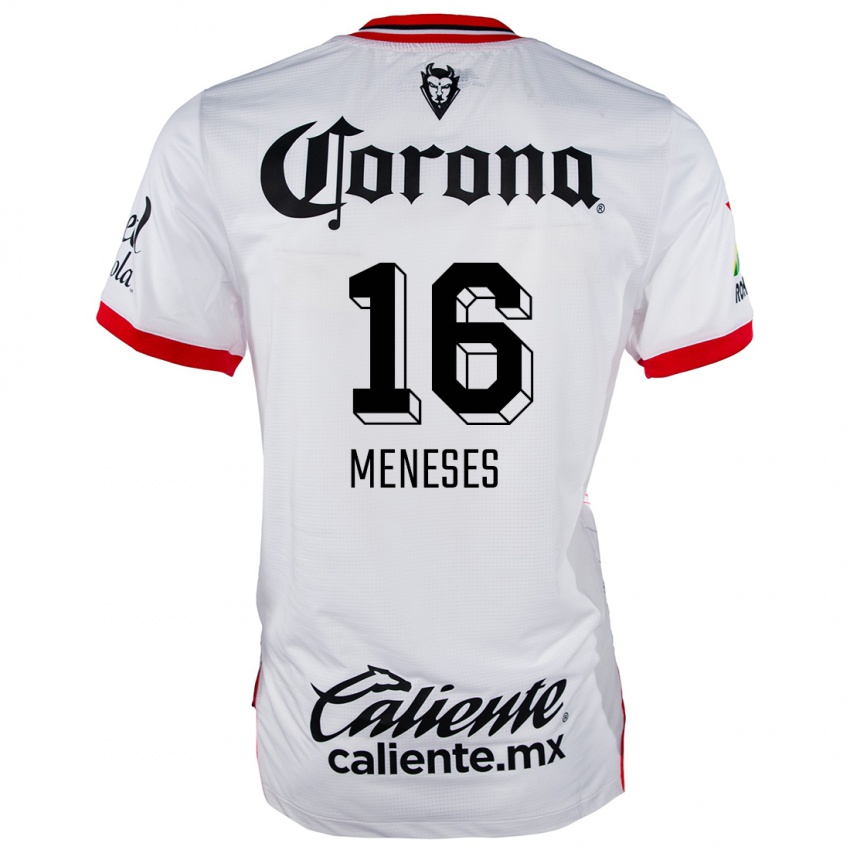 Niño Camiseta Jean Meneses #16 Blanco Rojo 2ª Equipación 2024/25 La Camisa Perú