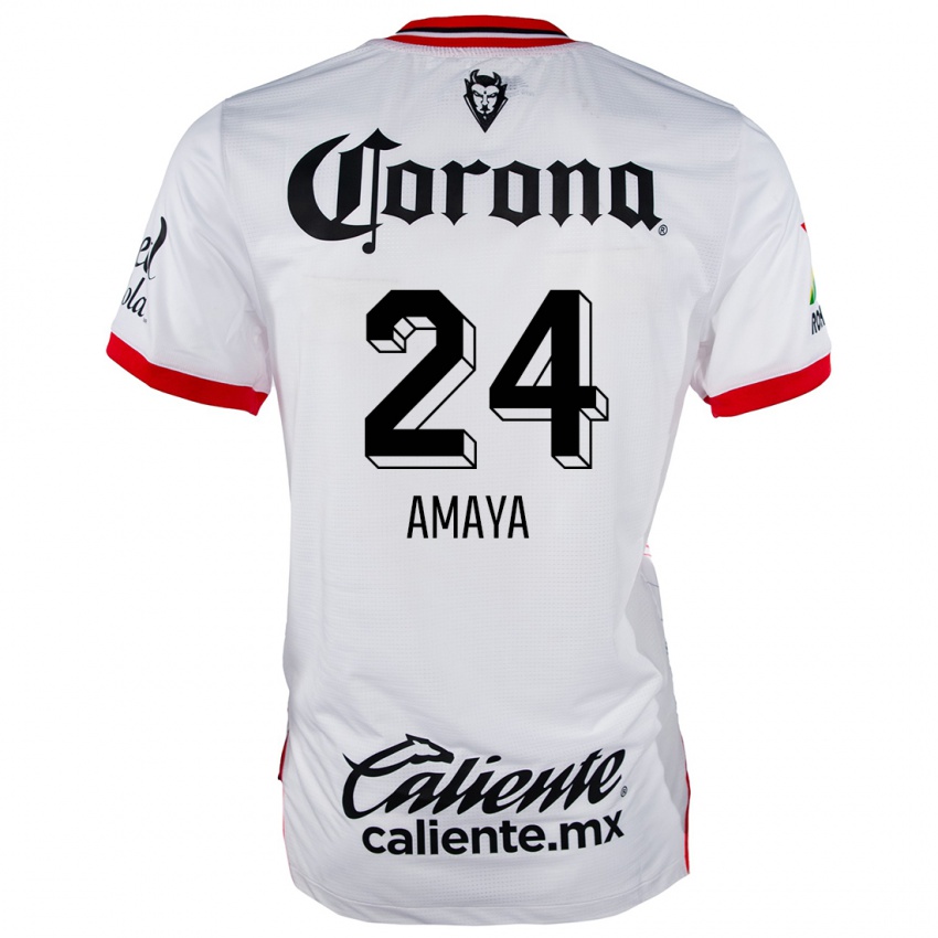 Niño Camiseta Frankie Amaya #24 Blanco Rojo 2ª Equipación 2024/25 La Camisa Perú