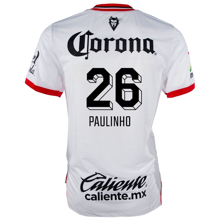 Niño Camiseta Paulinho #26 Blanco Rojo 2ª Equipación 2024/25 La Camisa Perú