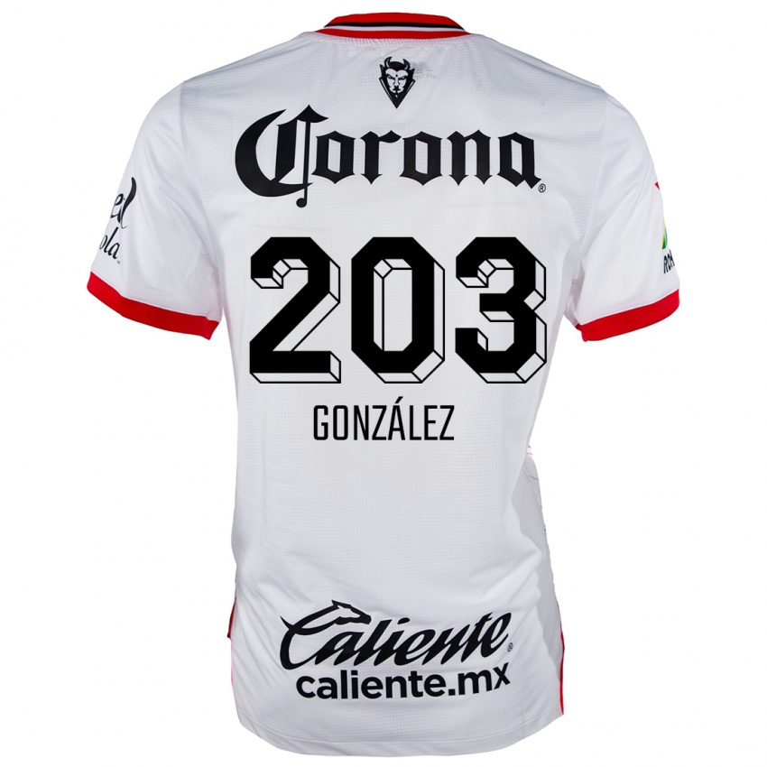 Niño Camiseta Luis González #203 Blanco Rojo 2ª Equipación 2024/25 La Camisa Perú