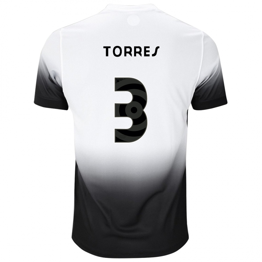 Hombre Camiseta Felix Torres #3 Blanco Negro 1ª Equipación 2024/25 La Camisa Perú