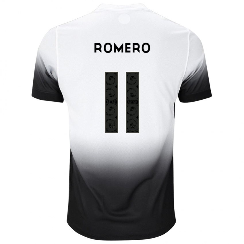 Hombre Camiseta Angel Romero #11 Blanco Negro 1ª Equipación 2024/25 La Camisa Perú