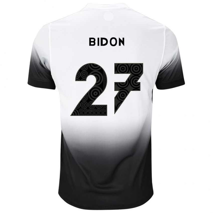 Hombre Camiseta Breno Bidon #27 Blanco Negro 1ª Equipación 2024/25 La Camisa Perú