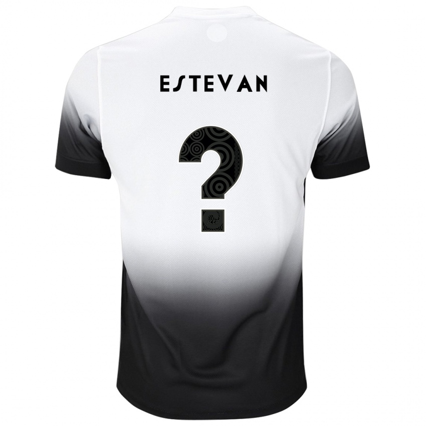 Hombre Camiseta Estevan #0 Blanco Negro 1ª Equipación 2024/25 La Camisa Perú