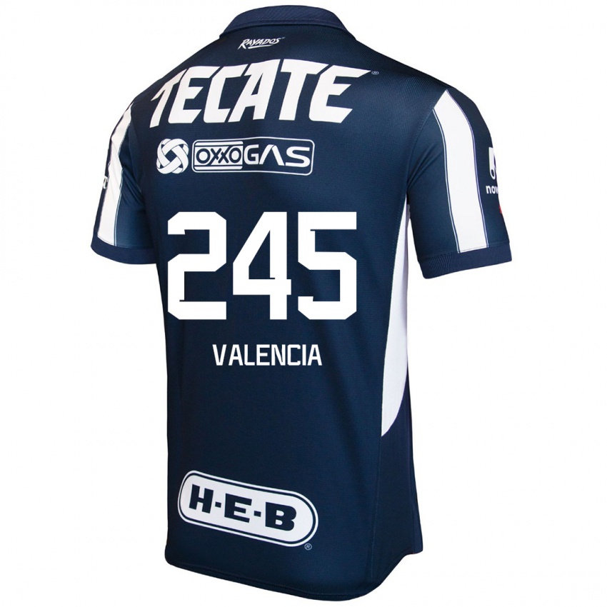 Hombre Camiseta Cristian Valencia #245 Azul Rojo Blanco 1ª Equipación 2024/25 La Camisa Perú