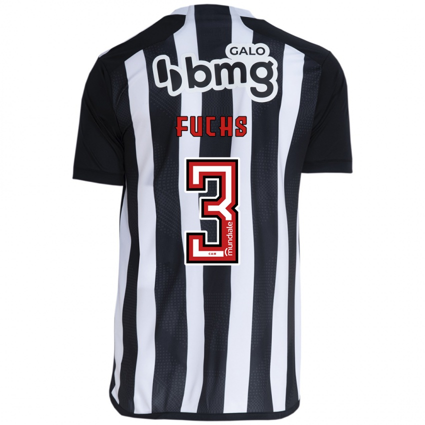 Hombre Camiseta Bruno Fuchs #3 Blanco Negro 1ª Equipación 2024/25 La Camisa Perú