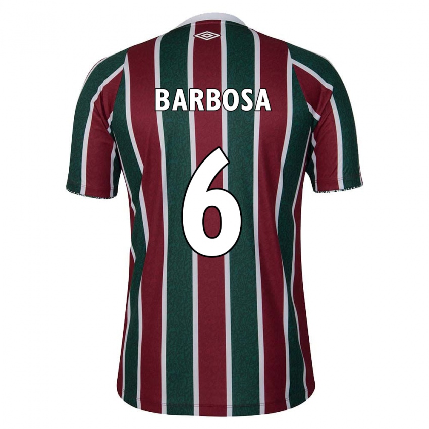 Hombre Camiseta Diogo Barbosa #6 Verde Granate Blanco 1ª Equipación 2024/25 La Camisa Perú