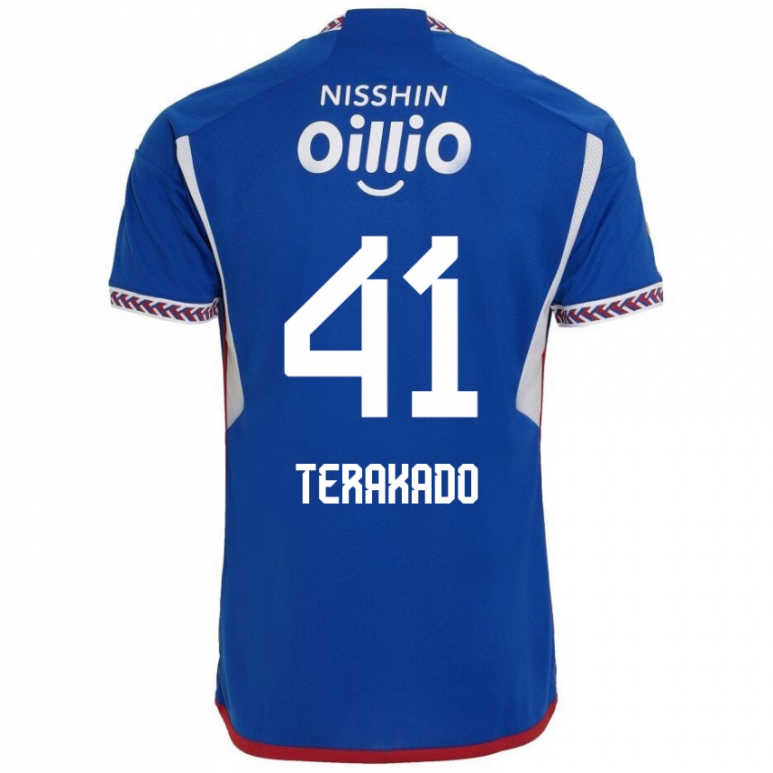 Hombre Camiseta Riku Terakado #41 Azul Blanco Rojo 1ª Equipación 2024/25 La Camisa Perú