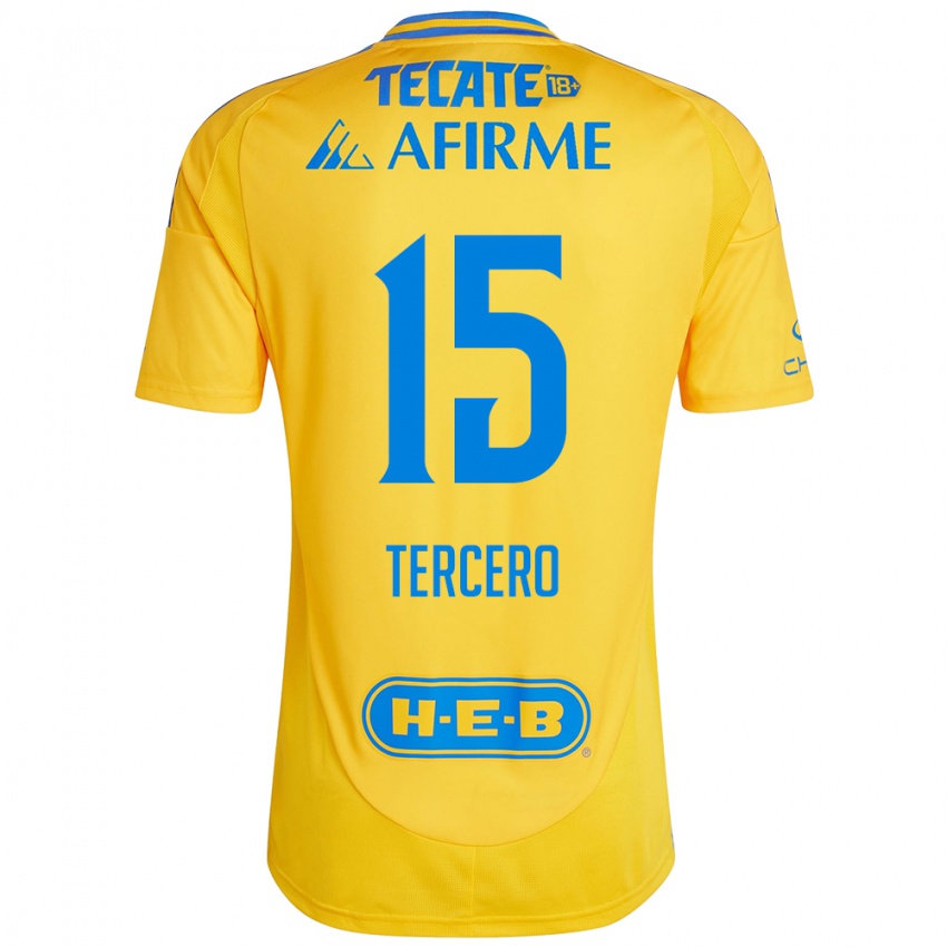 Hombre Camiseta Eduardo Tercero #15 Oro Amarillo 1ª Equipación 2024/25 La Camisa Perú