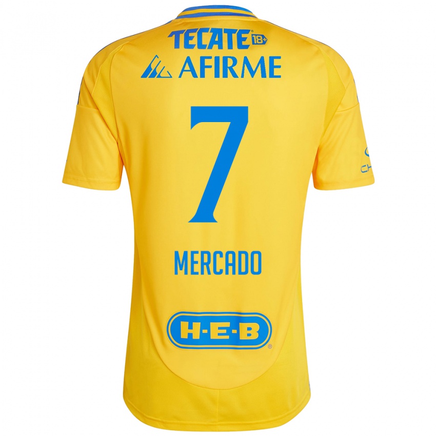 Hombre Camiseta Liliana Mercado #7 Oro Amarillo 1ª Equipación 2024/25 La Camisa Perú