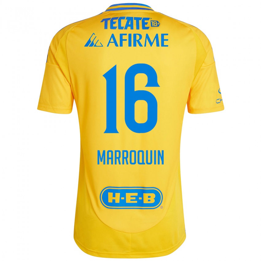 Hombre Camiseta Ammanda Marroquin #16 Oro Amarillo 1ª Equipación 2024/25 La Camisa Perú