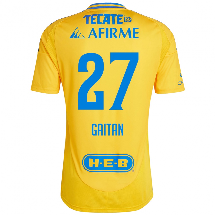 Hombre Camiseta Natalia Gaitan #27 Oro Amarillo 1ª Equipación 2024/25 La Camisa Perú