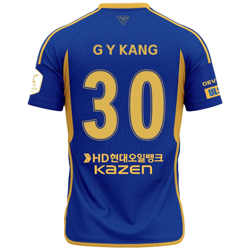 Hombre Camiseta Yun-Gu Kang #30 Azul Amarillo 1ª Equipación 2024/25 La Camisa Perú