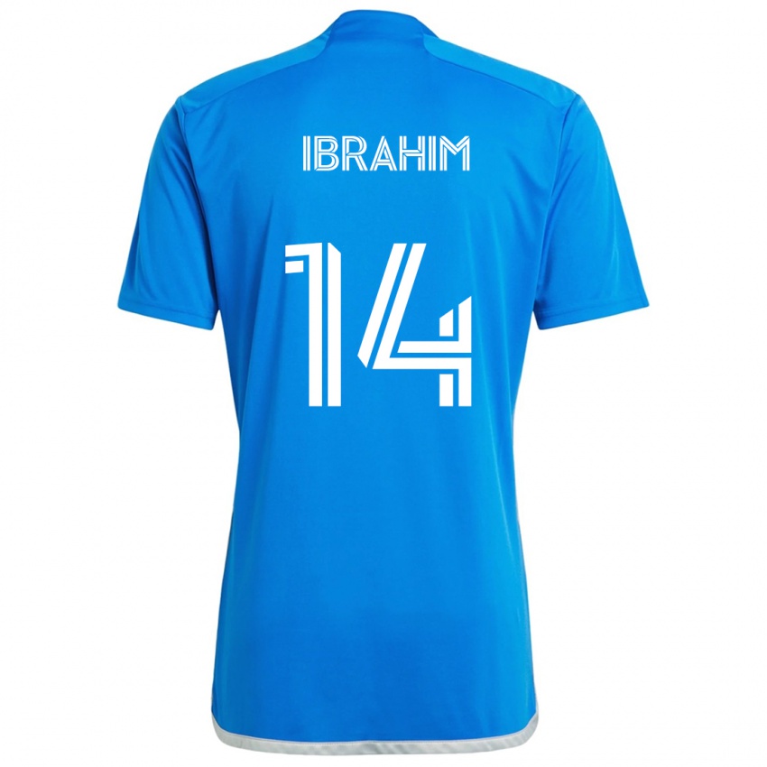 Hombre Camiseta Sunusi Ibrahim #14 Azul Blanco 1ª Equipación 2024/25 La Camisa Perú