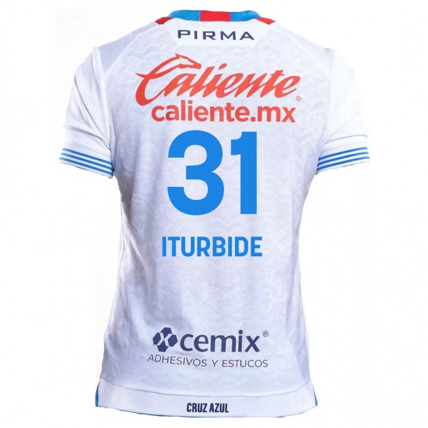 Hombre Camiseta Luis Iturbide #31 Blanco Azul 2ª Equipación 2024/25 La Camisa Perú