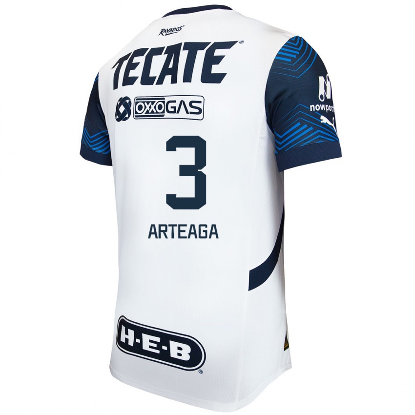 Hombre Camiseta Gerardo Arteaga #3 Blanco Azul 2ª Equipación 2024/25 La Camisa Perú