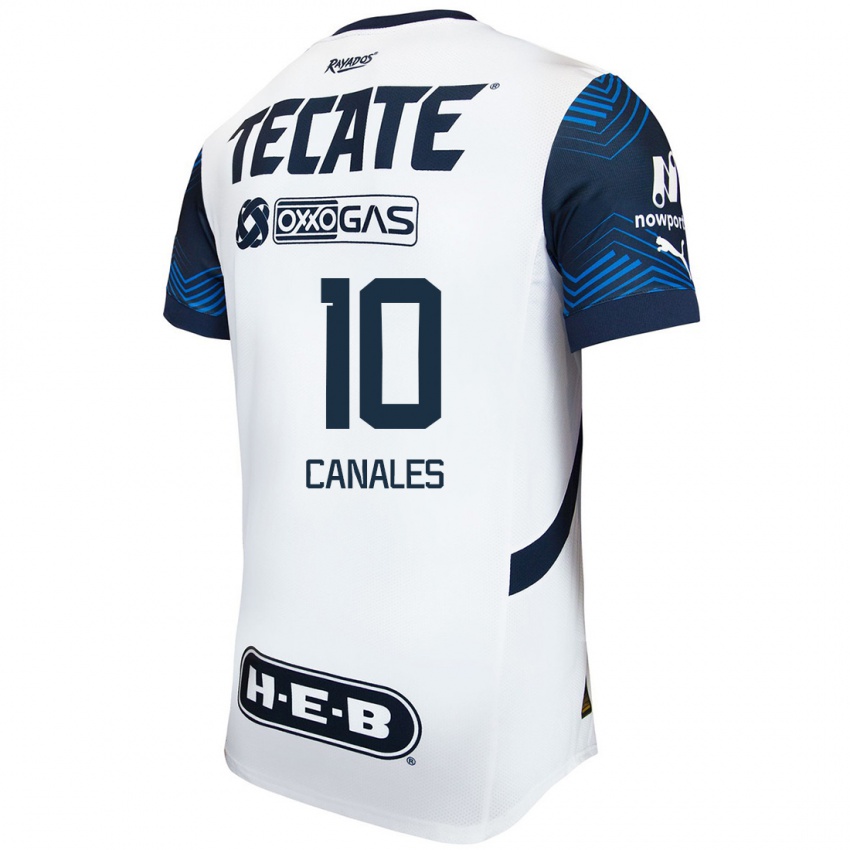 Hombre Camiseta Sergio Canales #10 Blanco Azul 2ª Equipación 2024/25 La Camisa Perú