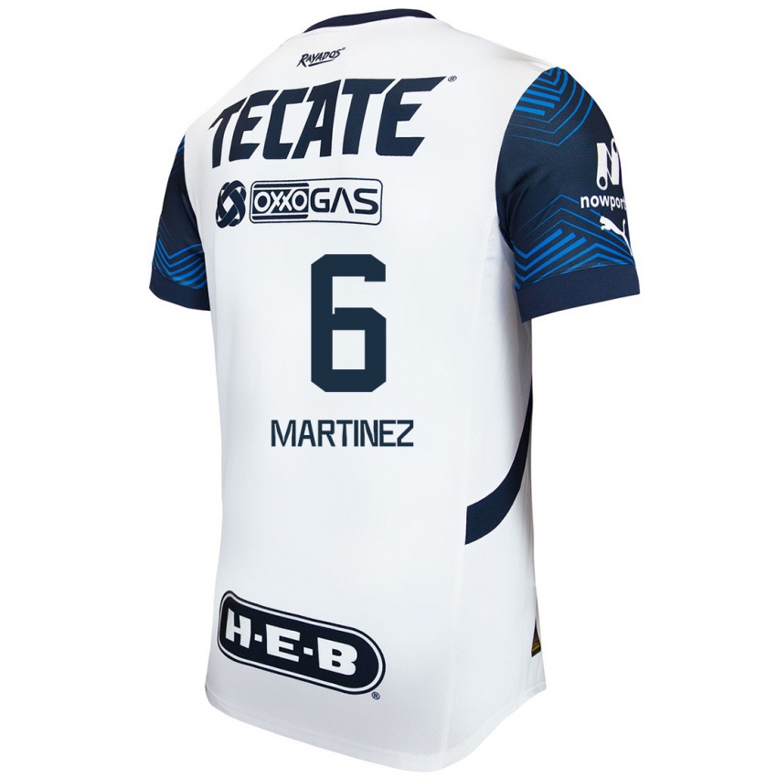 Hombre Camiseta Alejandra Martinez #6 Blanco Azul 2ª Equipación 2024/25 La Camisa Perú