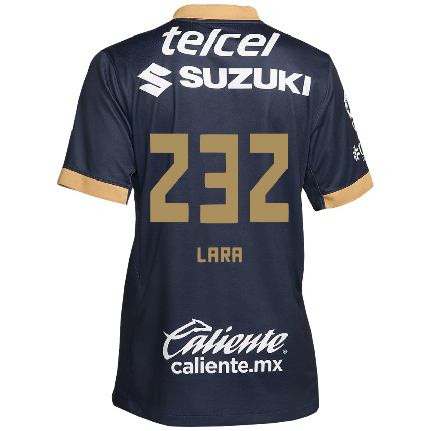 Hombre Camiseta Pablo Lara #232 Obsidiana Dorada Blanca 2ª Equipación 2024/25 La Camisa Perú