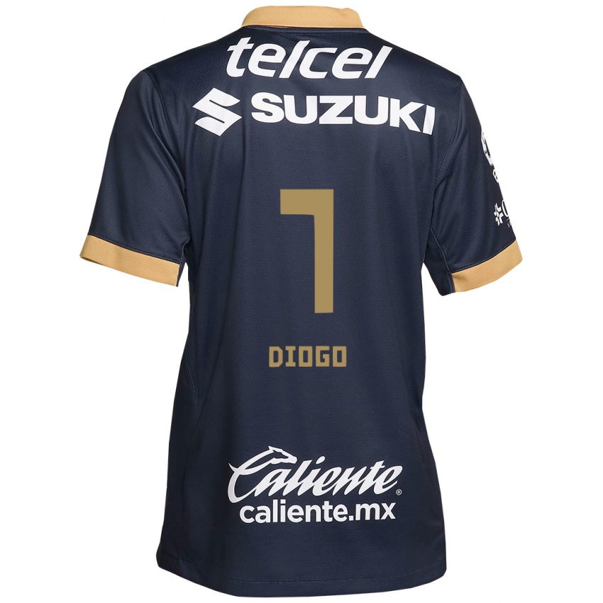 Hombre Camiseta Diogo #7 Obsidiana Dorada Blanca 2ª Equipación 2024/25 La Camisa Perú