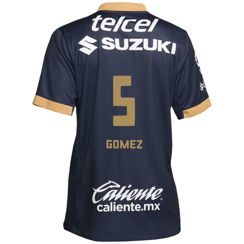 Hombre Camiseta Kimberli Gomez #5 Obsidiana Dorada Blanca 2ª Equipación 2024/25 La Camisa Perú