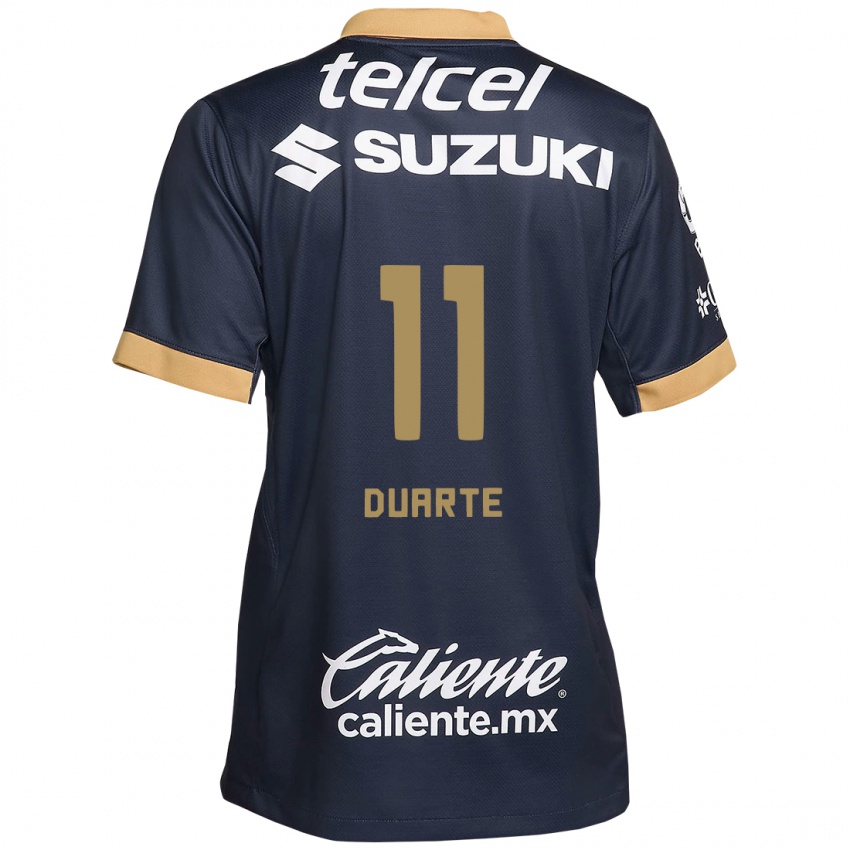 Hombre Camiseta Luz Duarte #11 Obsidiana Dorada Blanca 2ª Equipación 2024/25 La Camisa Perú