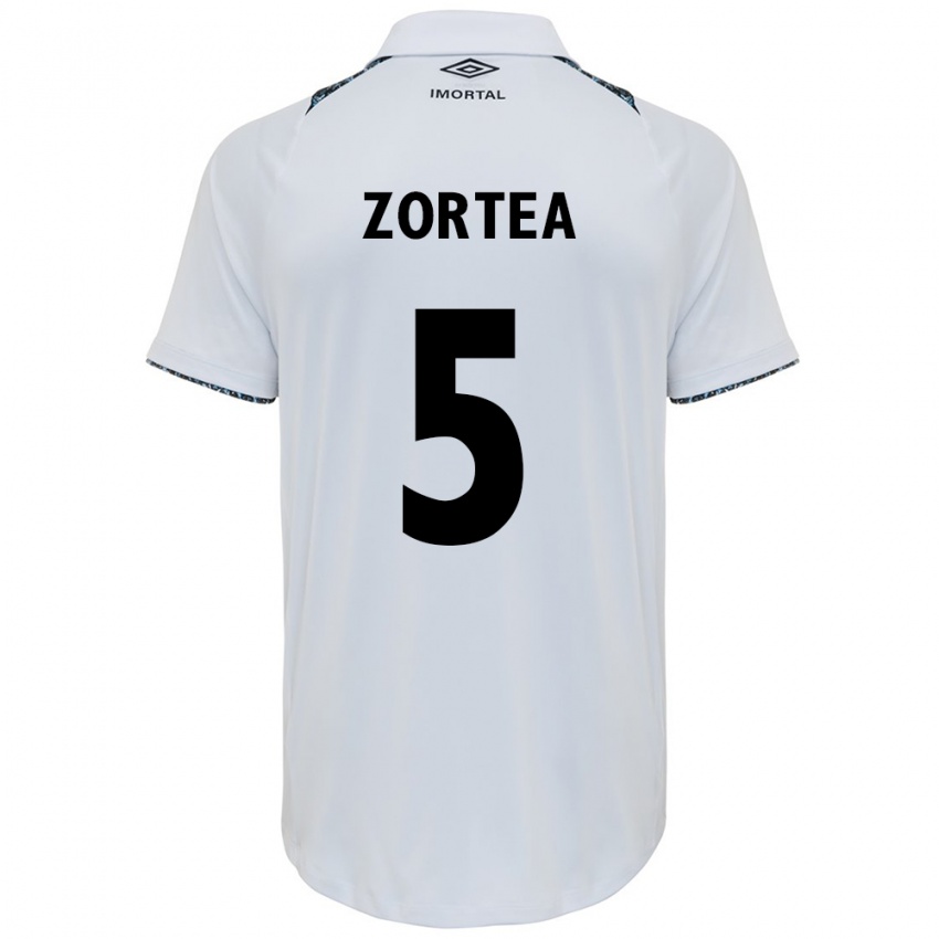 Hombre Camiseta Bernardo Zortea #5 Blanco Azul 2ª Equipación 2024/25 La Camisa Perú