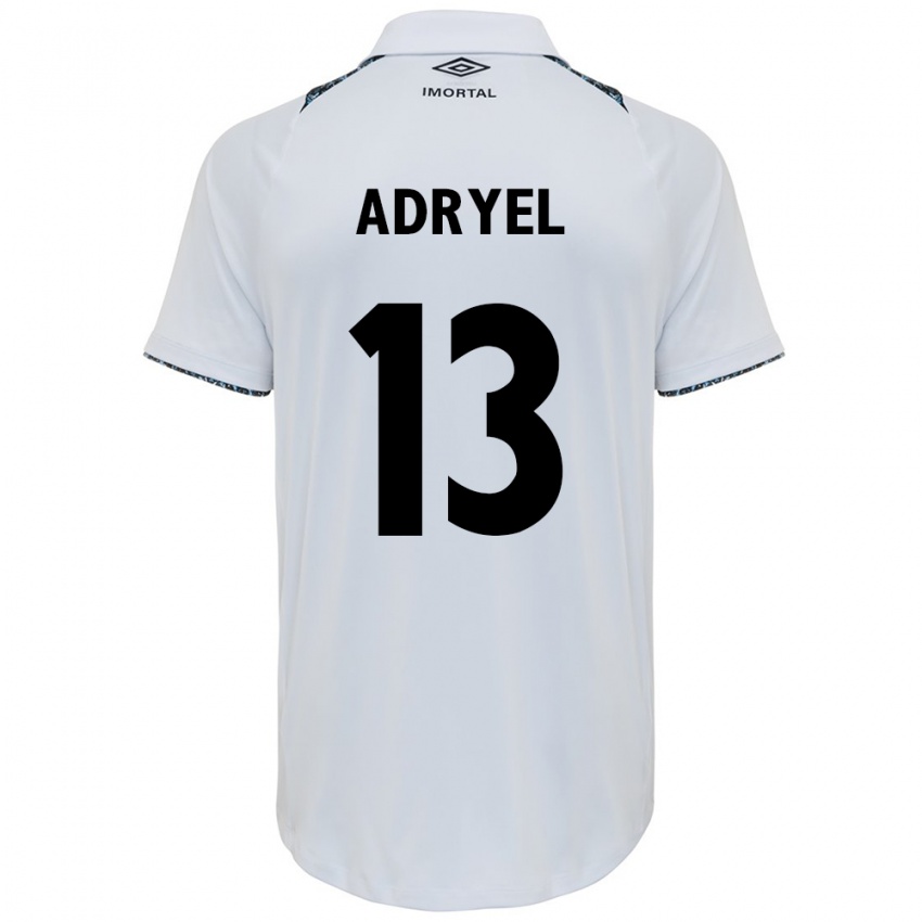 Hombre Camiseta Adryel #13 Blanco Azul 2ª Equipación 2024/25 La Camisa Perú